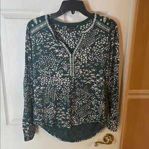 Lucky Brand Green Floral Blouse